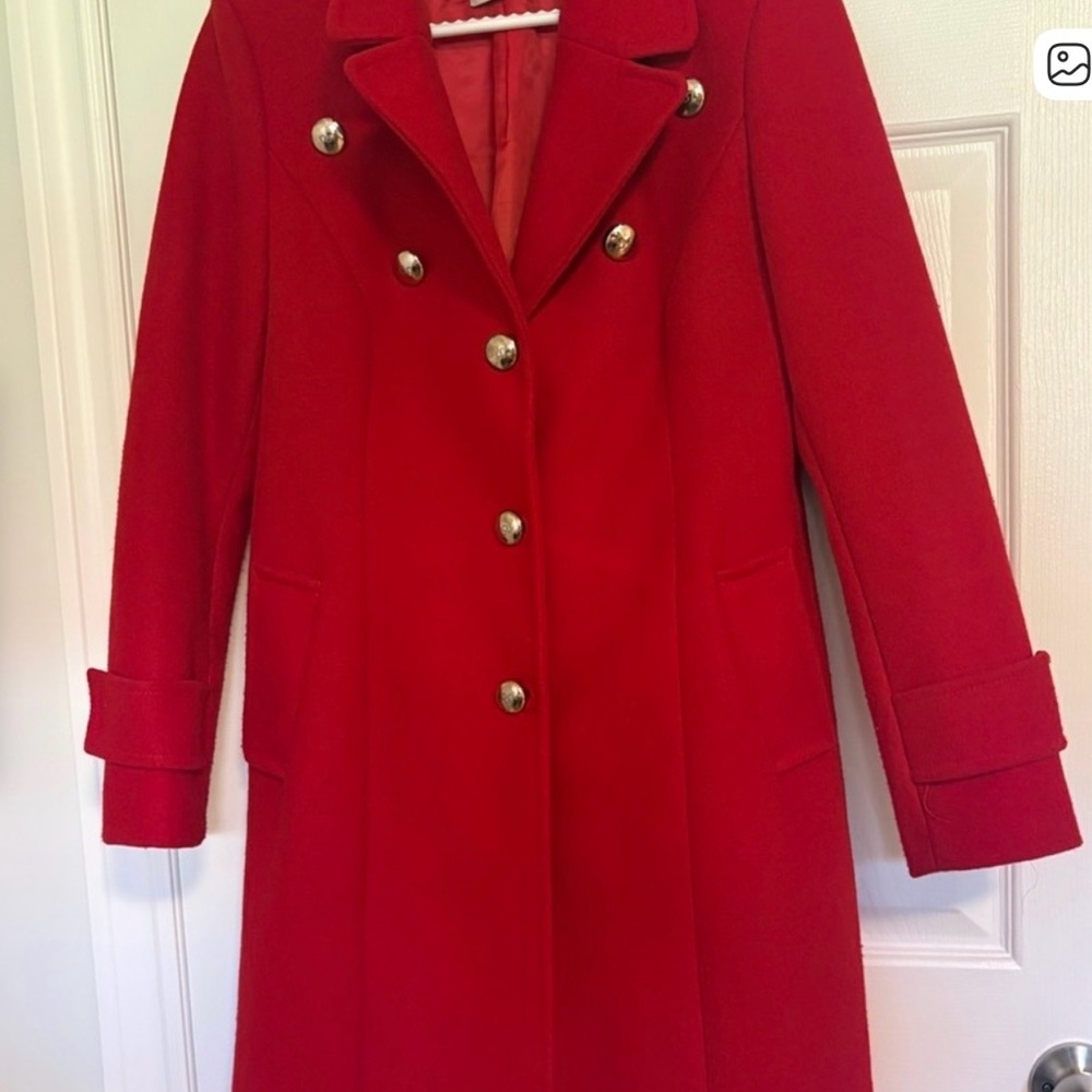 Rinascimento Classic Red Wool Double-Breasted Coat -
